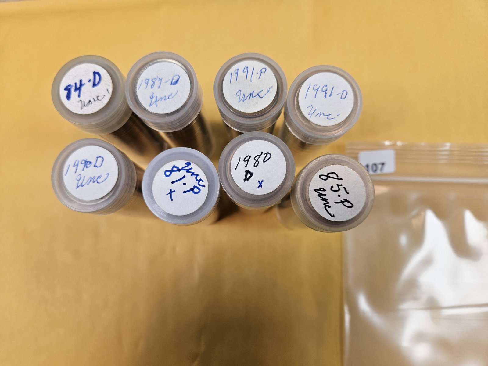Eight mixed, Brilliant Uncirculated rolls of Jefferson Nickels: From an old collection. We didn't open or search