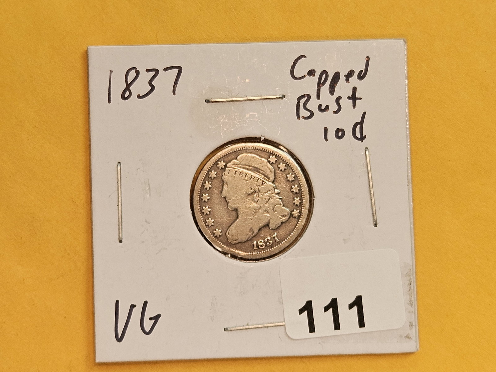 1837 Capped Bust silver Dime in Very Good - 2