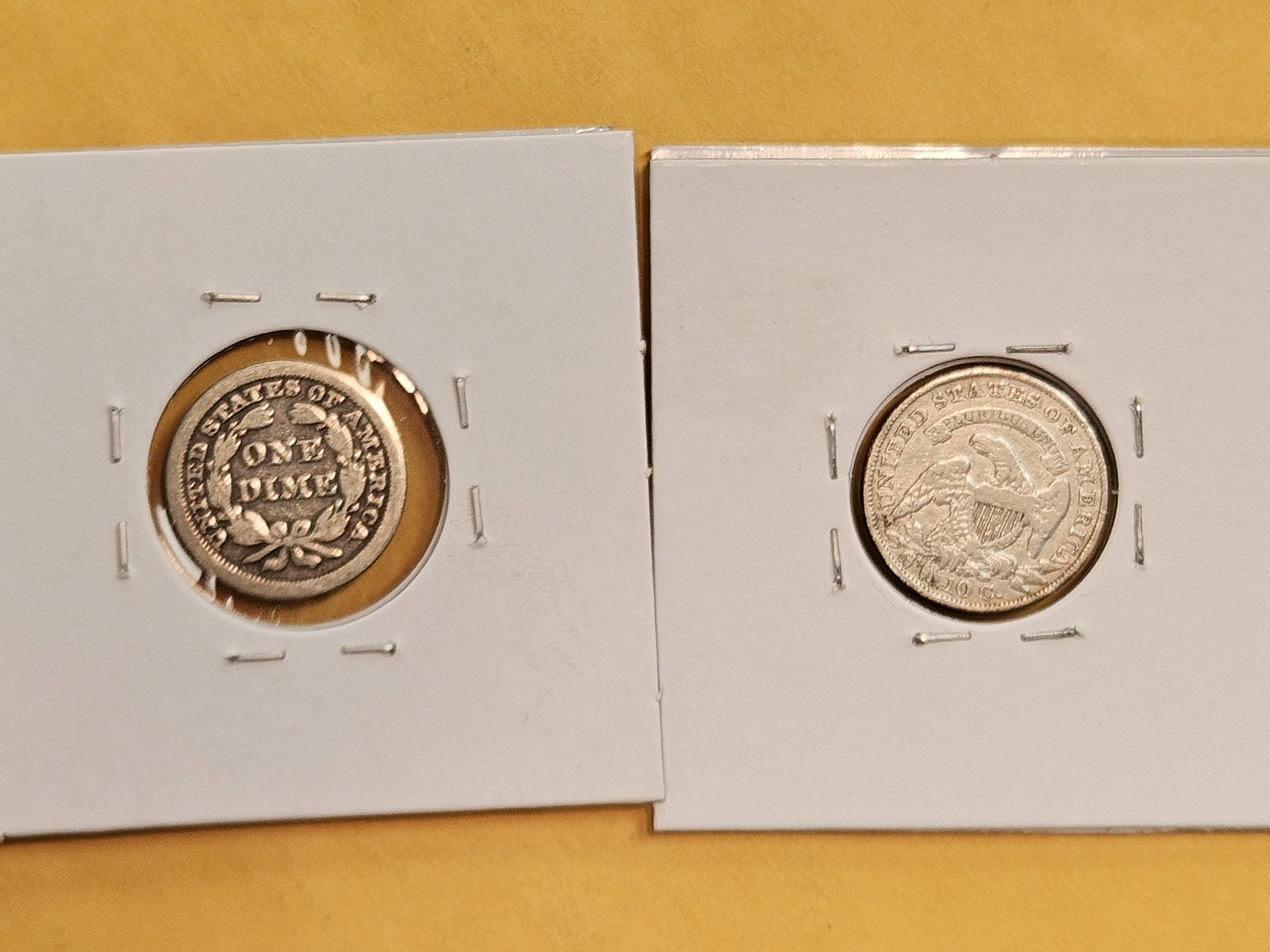 1854 with Arrows Seated Liberty and 1834 Capped Bust Silver Dimes - 3