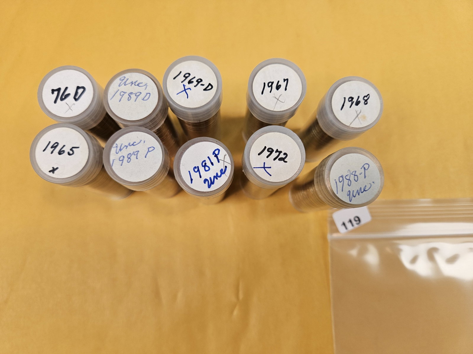 Ten mixed, Brilliant Uncirculated, Roosevelt Dime Rolls (1 of 2)