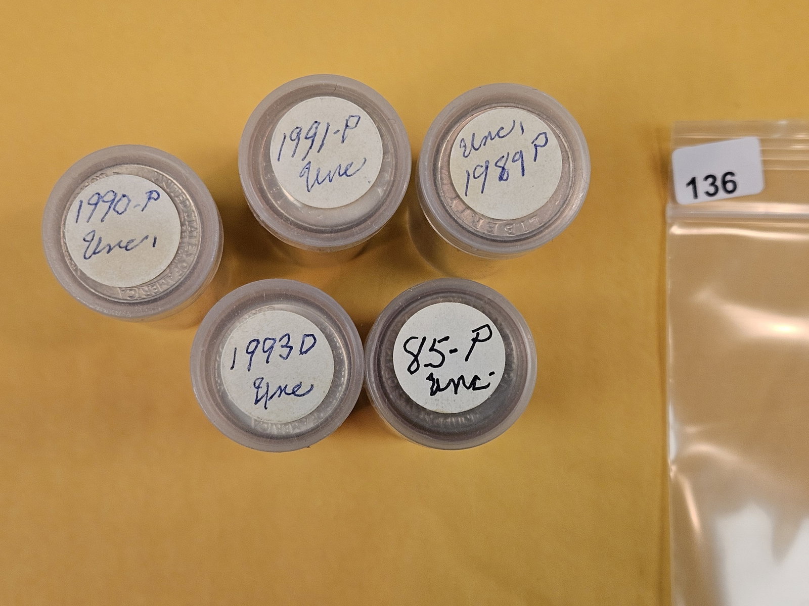 Five mixed Brilliant Uncirculated Washington Quarter Rolls: From an old collection. We didn't open or search