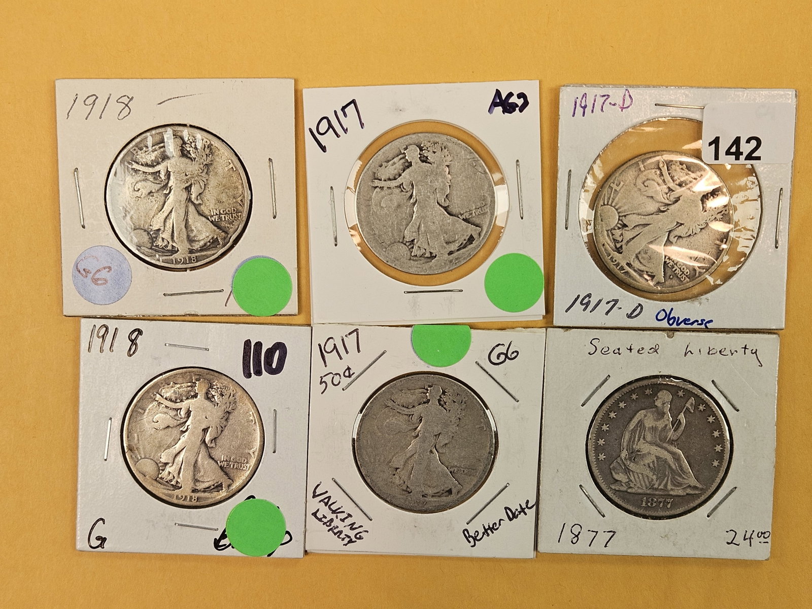 Six mixed, older, silver Half Dollars (1 of 3)
