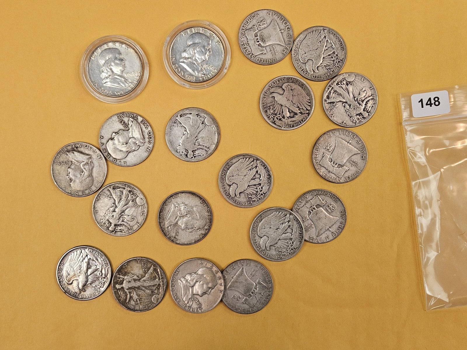 Nineteen mixed silver half dollars (1 of 2)