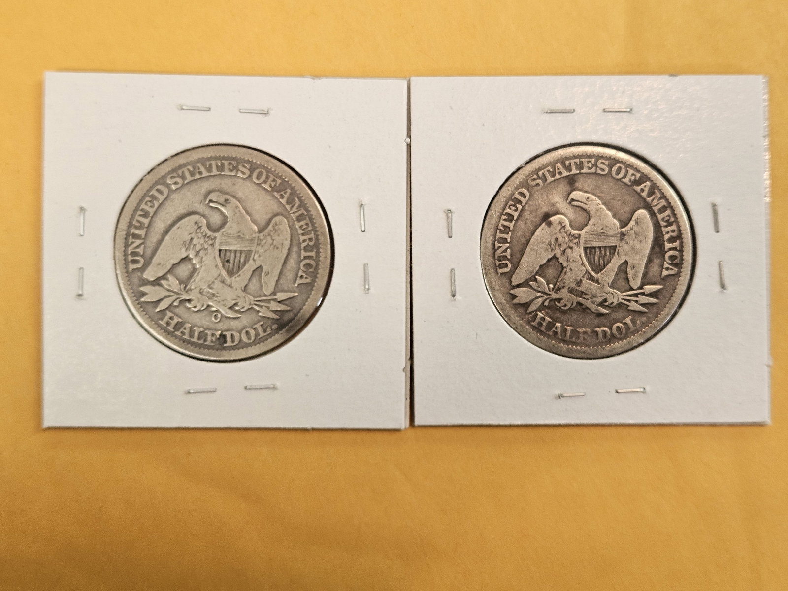 1855-O and 1858 Seated Liberty silver Half Dollars - 2