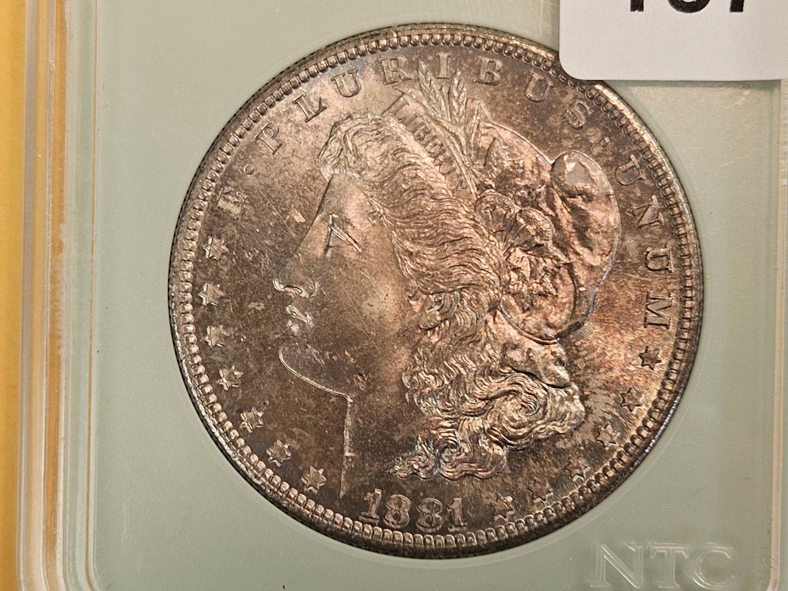 Very Choice Brilliant Uncirculated 1881-S Morgan Dollar: Near Prooflike! Amazing patina!