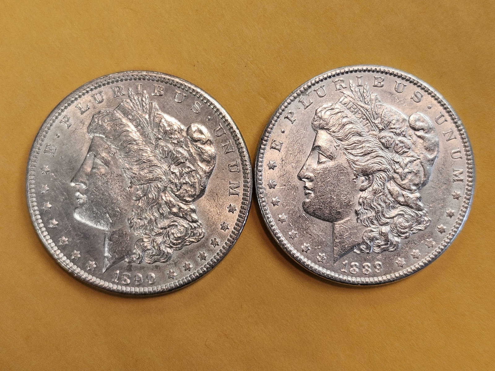 Two Brilliant About Uncirculated Morgan silver Dollars: Mixed