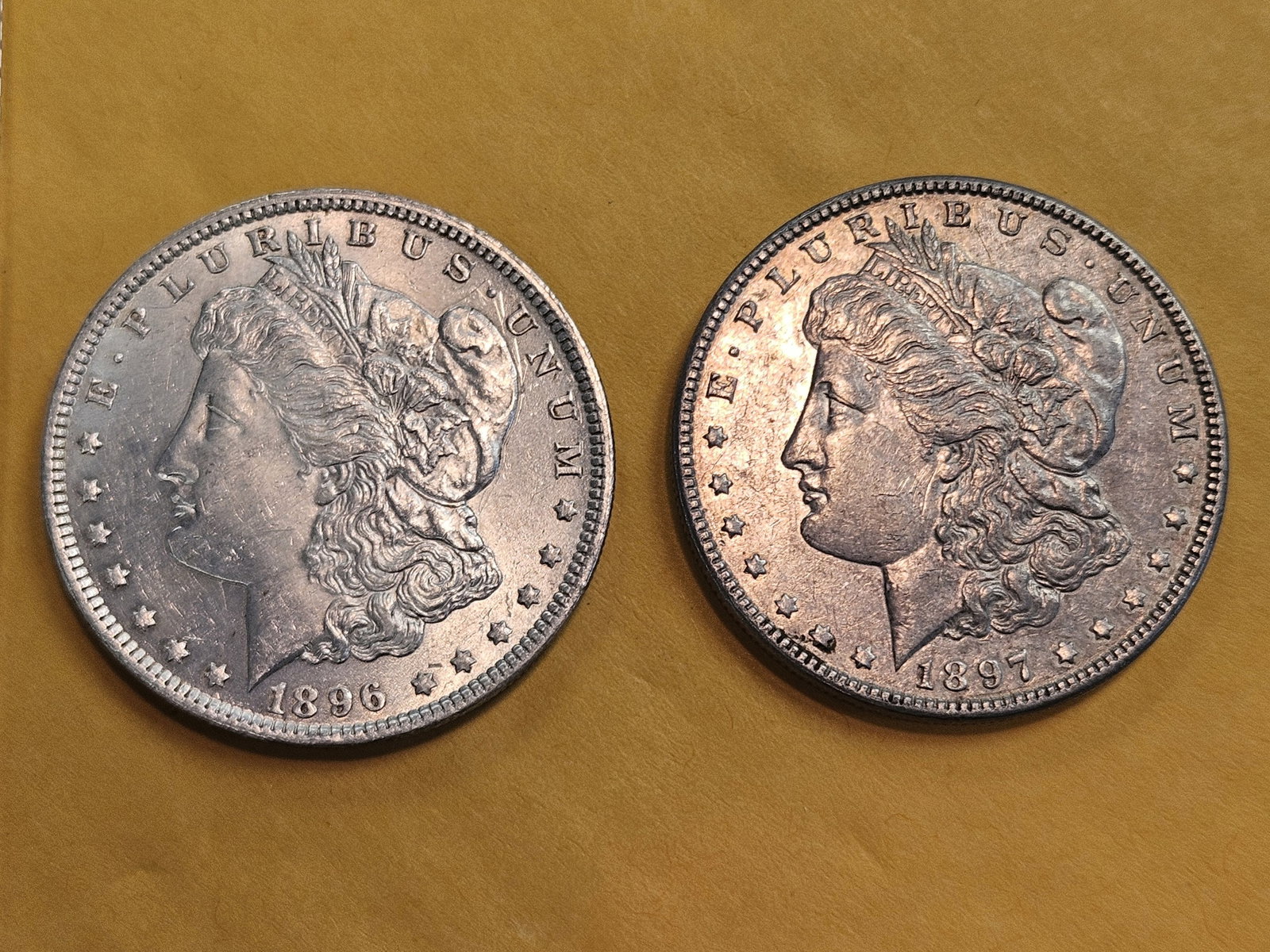 Two Brilliant About Uncirculated Morgan silver Dollars: Mixed