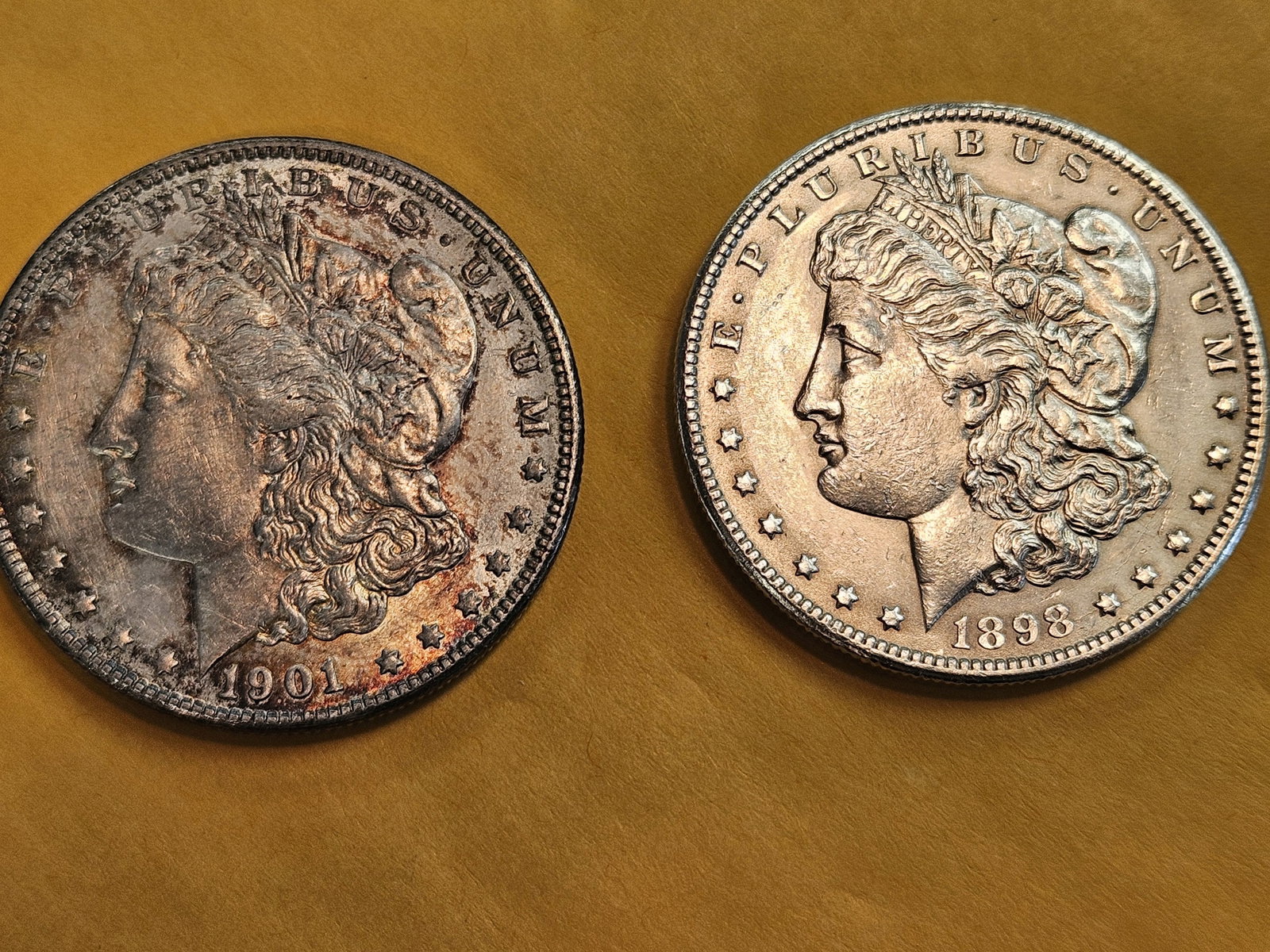 Two Brilliant About Uncirculated Morgan silver Dollars: Mixed