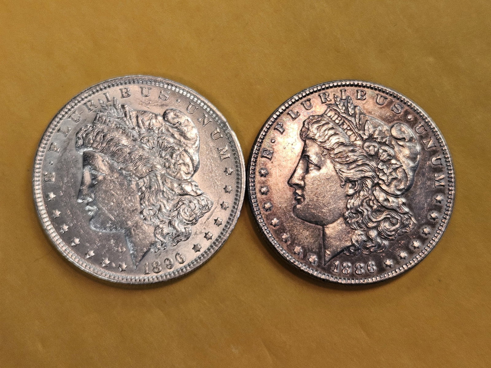 Two Brilliant About Uncirculated Morgan silver Dollars: Mixed