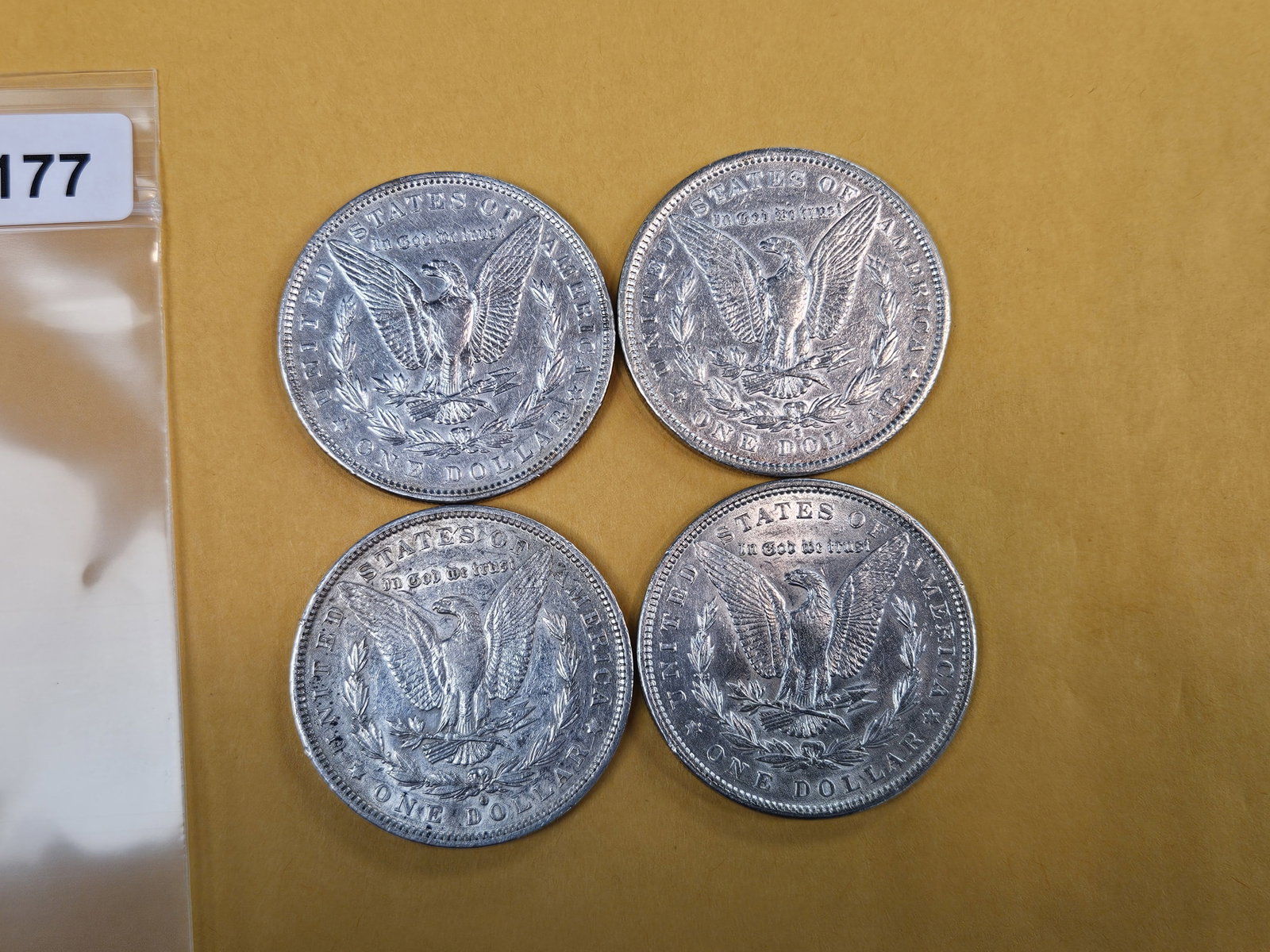 Four mixed About Uncirculated Morgan Silver Dollars - 3