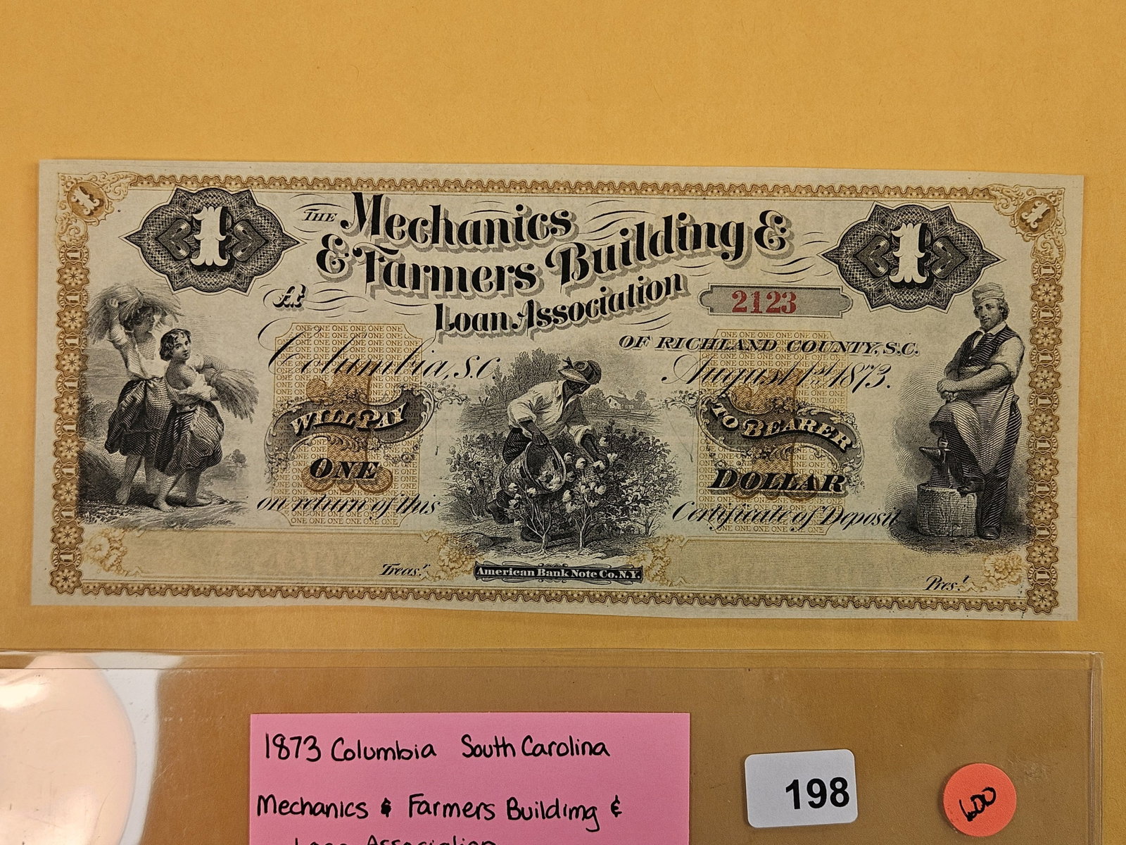GEM Crisp Uncirculated 1873 Obsolete Note One Dollar (1 of 3)