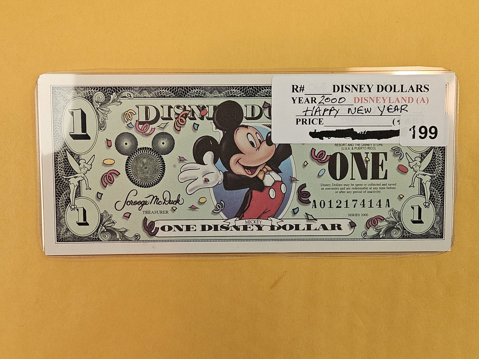 DISNEY DOLLAR! Crisp Uncirculated One Disney Dollar: 2000-A. Happy New Year