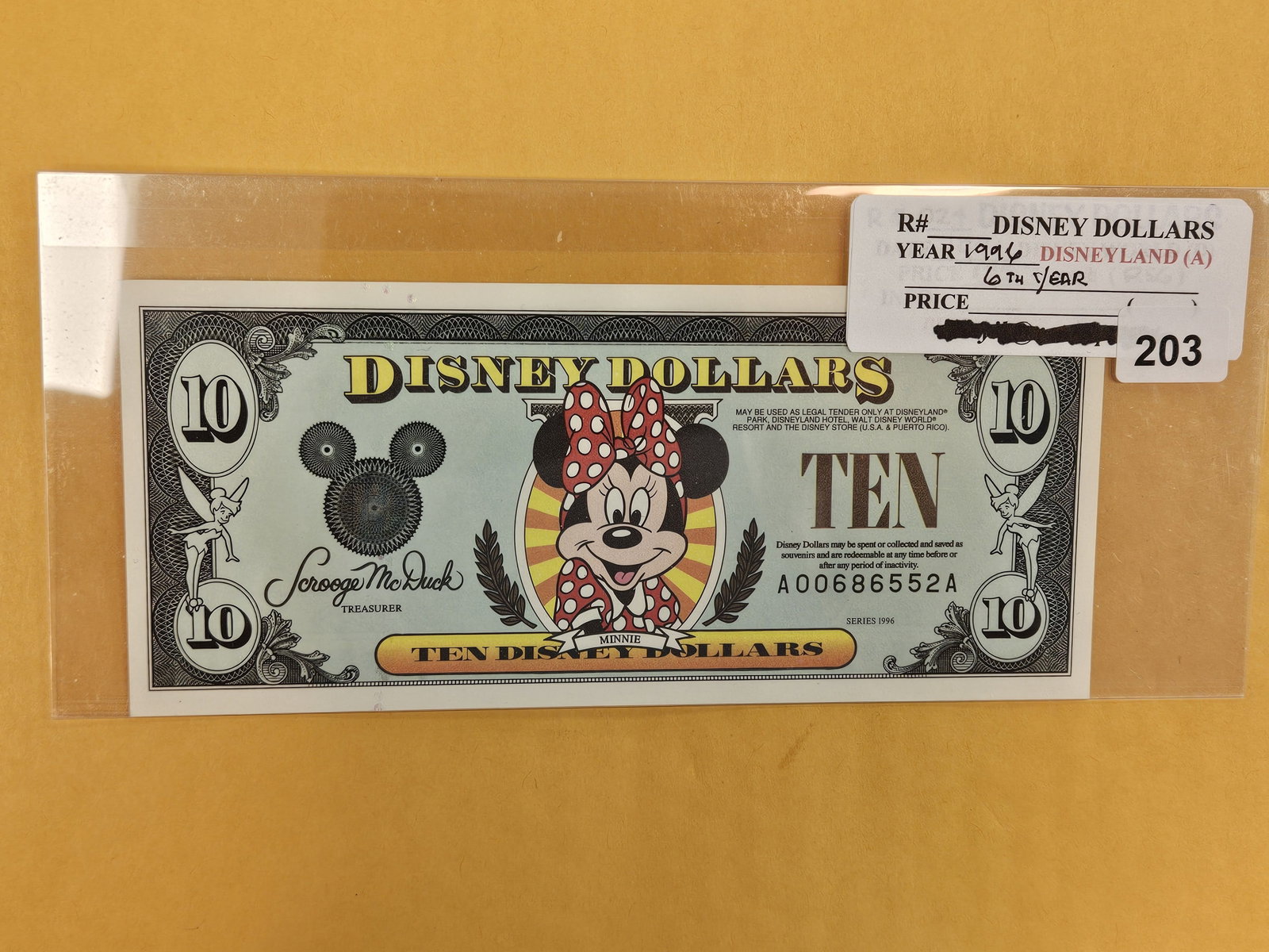 DISNEY DOLLAR! Crisp Uncirculated Ten Disney Dollars: 1996-A.