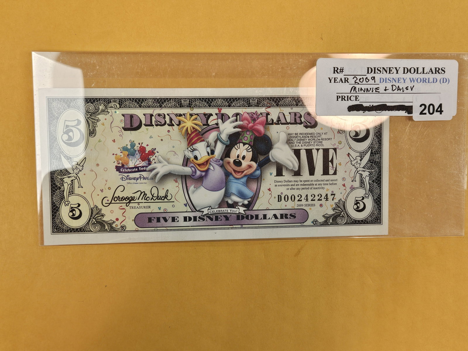 DISNEY DOLLAR! Crisp Uncirculated Five Disney Dollars: 2009-D. Minnie and Daisy