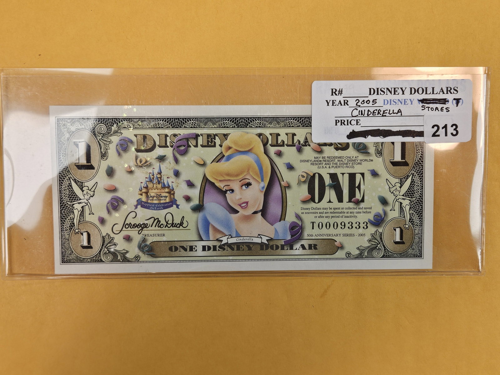 DISNEY DOLLAR! Crisp Uncirculated One Disney Dollar: 2005-T. Cinderella