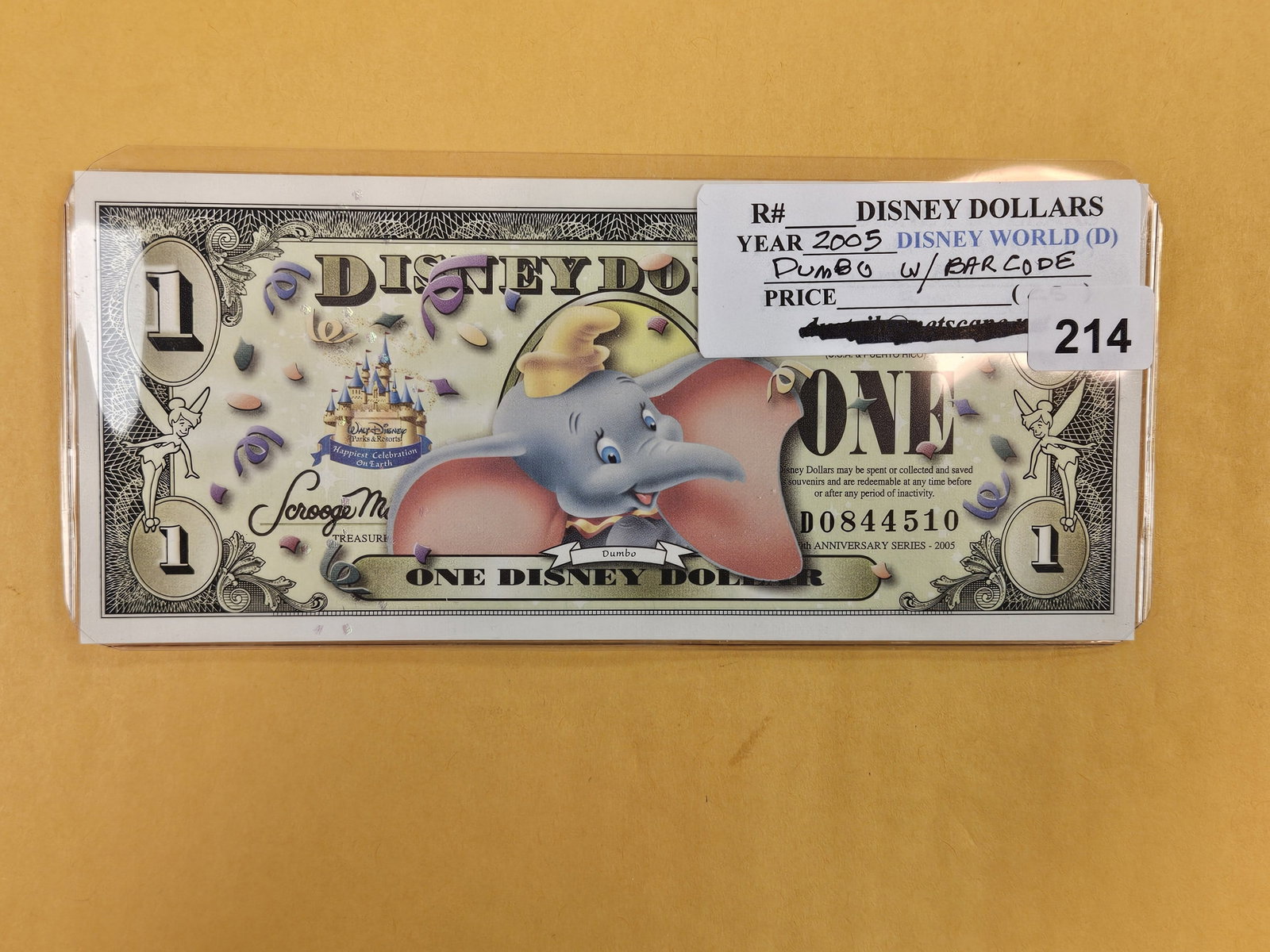 DISNEY DOLLAR! Crisp Uncirculated One Disney Dollar: 2005-D. Dumbo