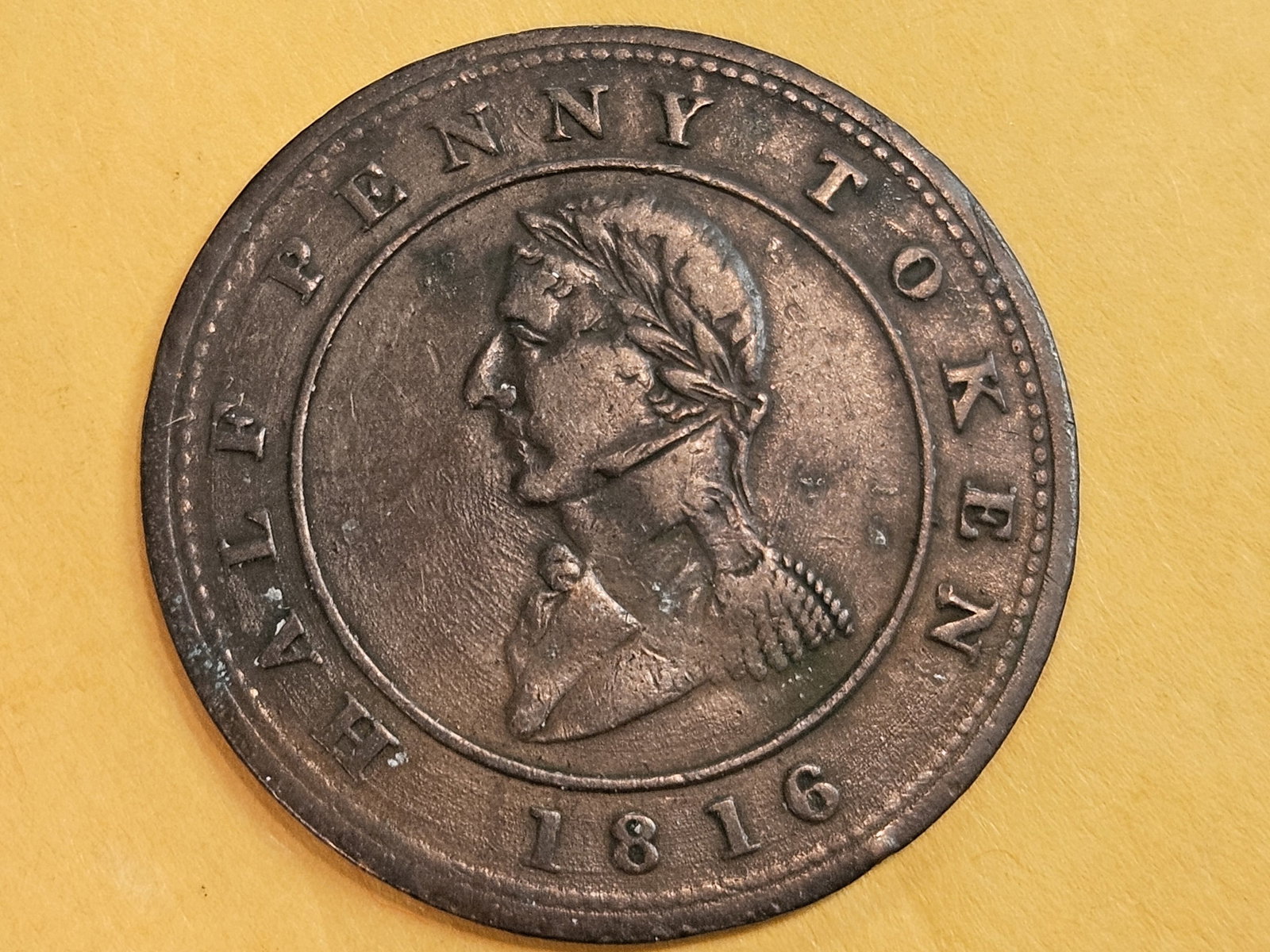Tougher 1816 Montreal Canada half-penny token: Better grade