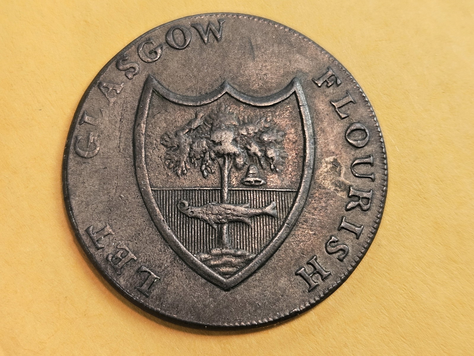 Scarcer 1791 Copper coin: Let Glasgow Flourish