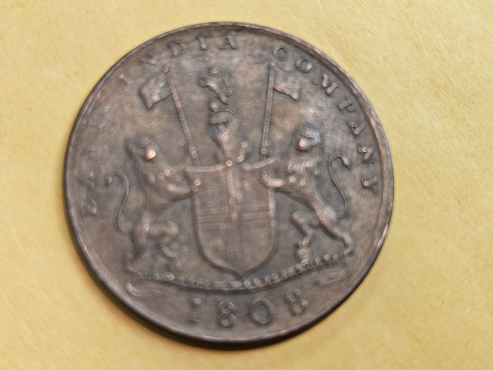 1808 East India Company 10 cash in AU-UNC condition - 3