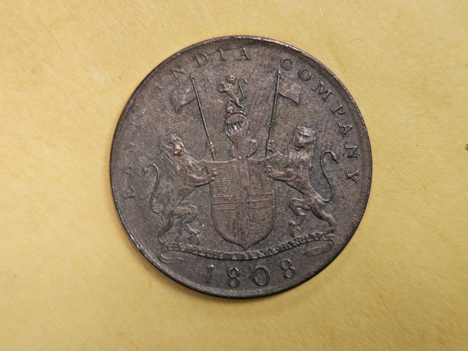 1808 East India Company 10 cash in AU-UNC condition - 5
