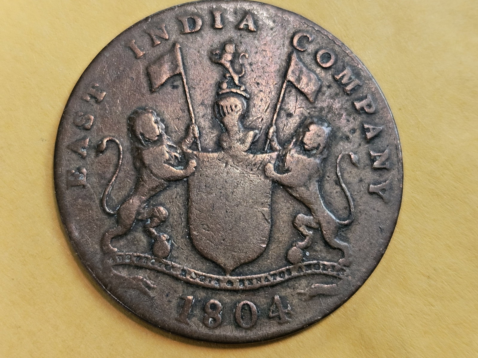 1804 East India Company 4 keping thin flan: KM # 267