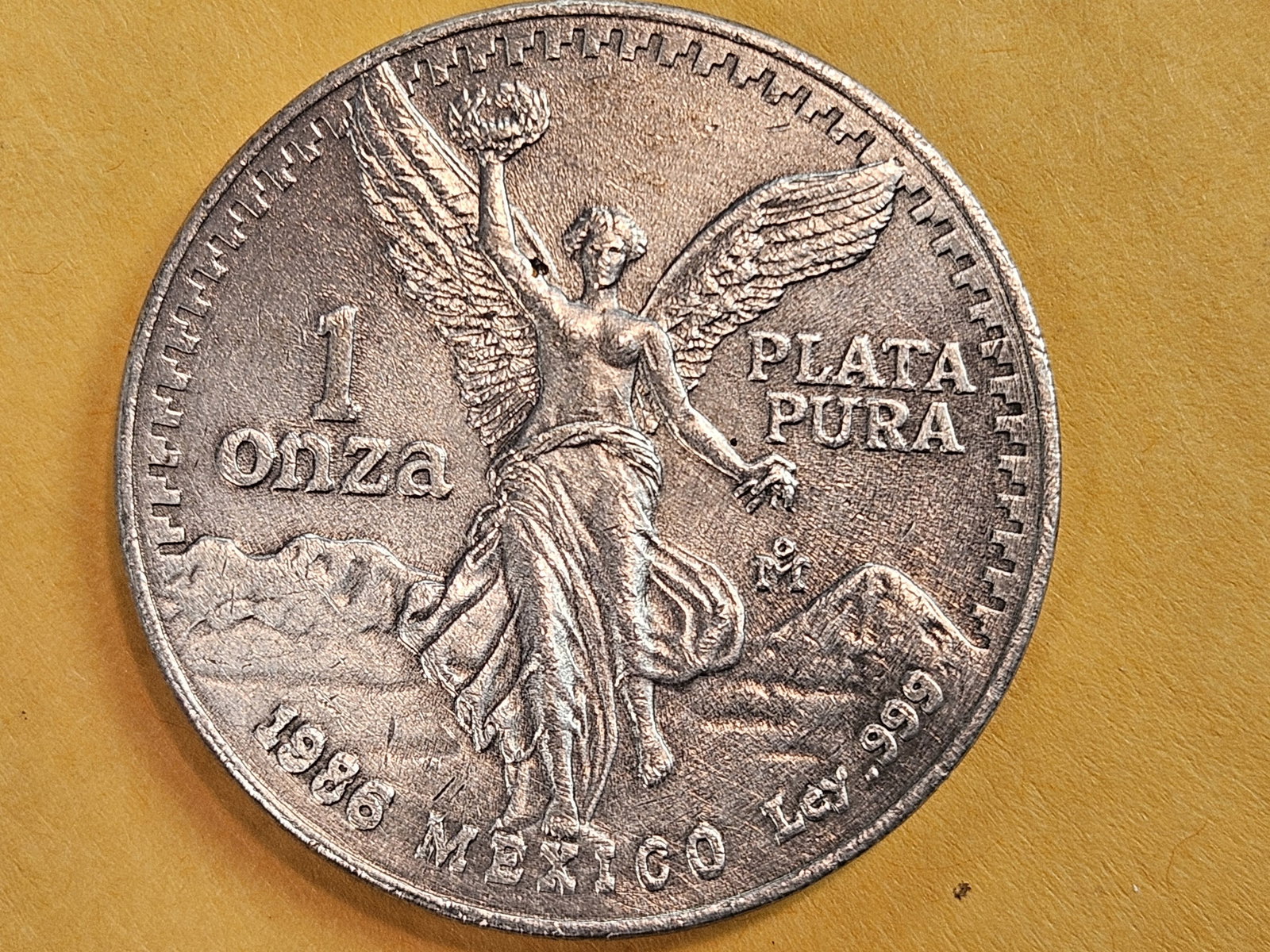 Brilliant Uncirculated 1986 Mexico silver Onza - 3