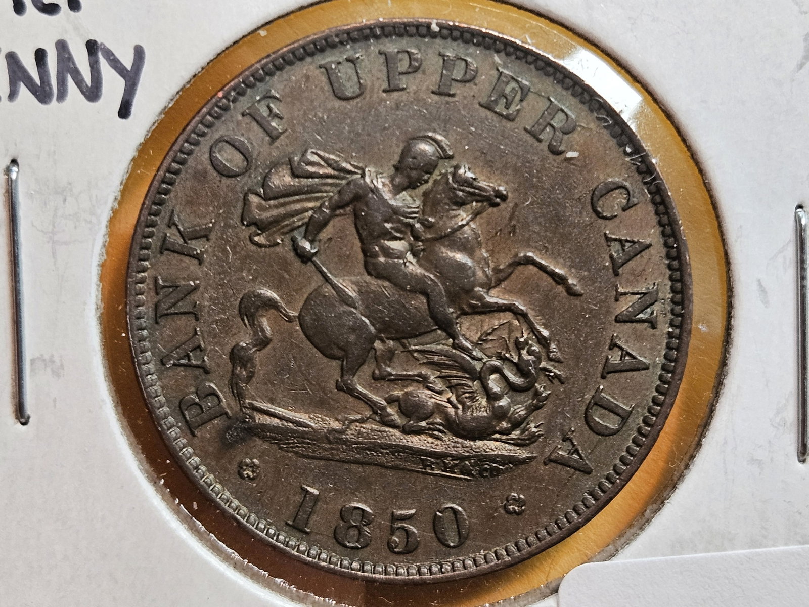 Brilliant AU-UNC 1850 Bank of Upper Canada Half-Penny: Some red highlights