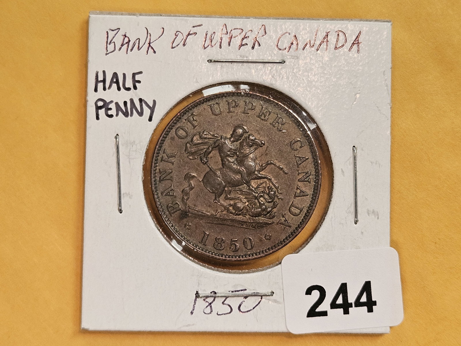 Brilliant AU-UNC 1850 Bank of Upper Canada Half-Penny - 2