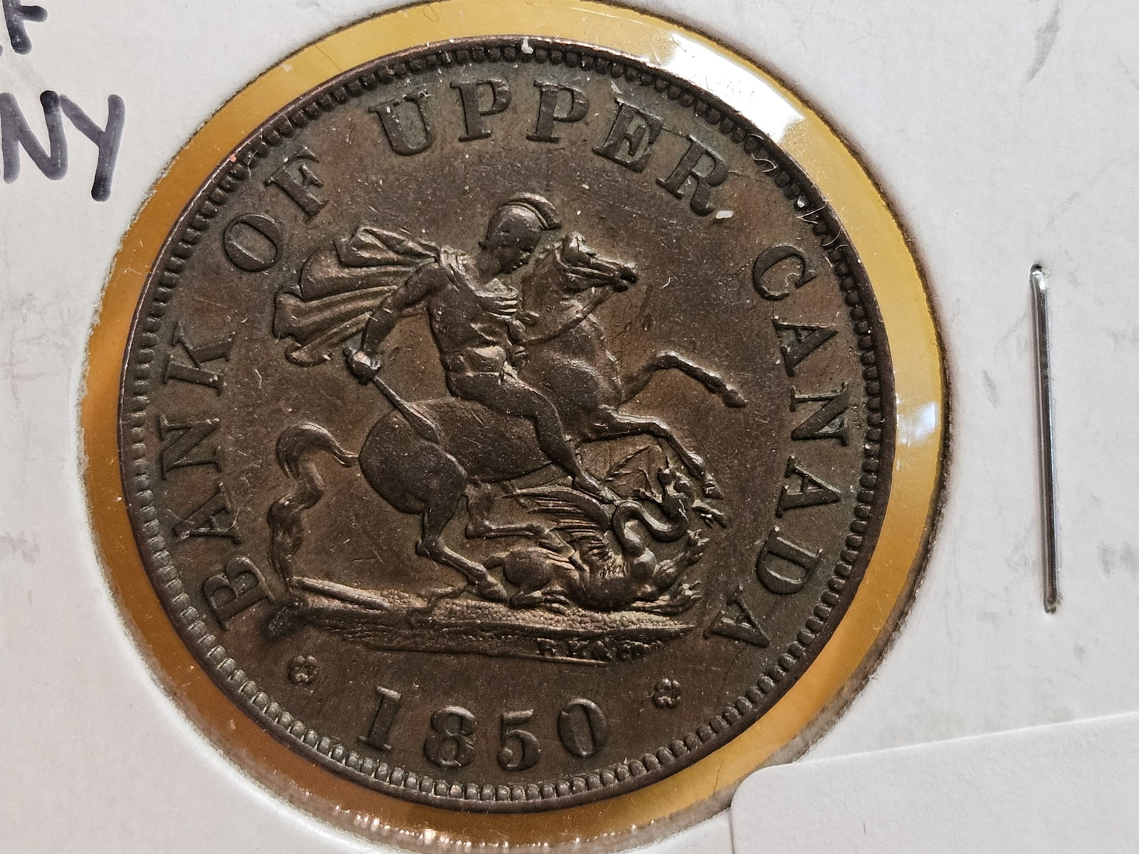 Brilliant AU-UNC 1850 Bank of Upper Canada Half-Penny - 3