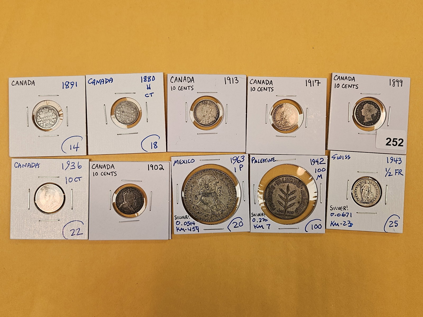 Ten fun, mixed, Silver, World coins: Nice mix from all over