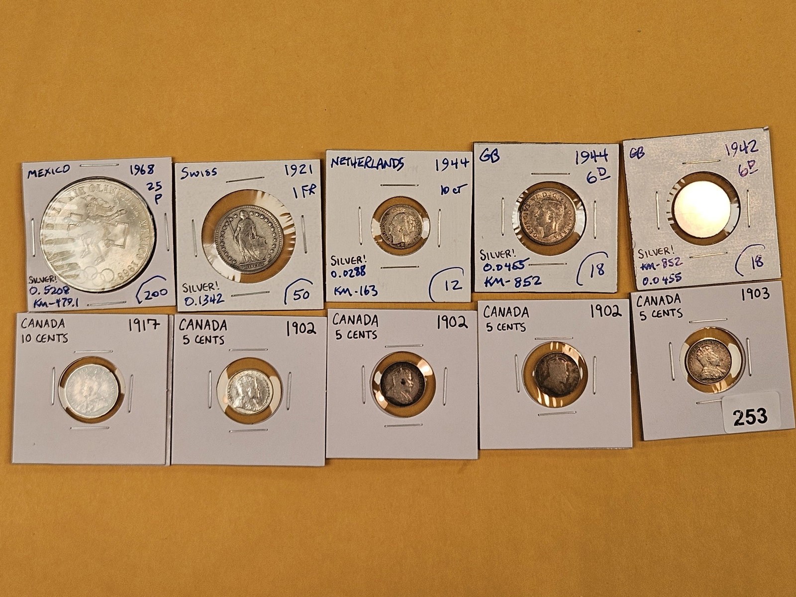 Ten fun, mixed, Silver, World coins: Nice mix from all over