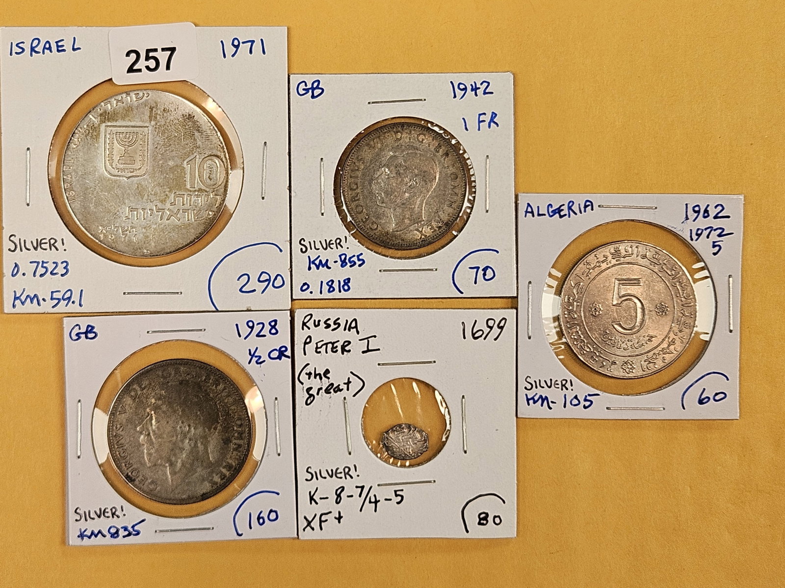 Five lovely, mixed, Silver World coins: Nice mix