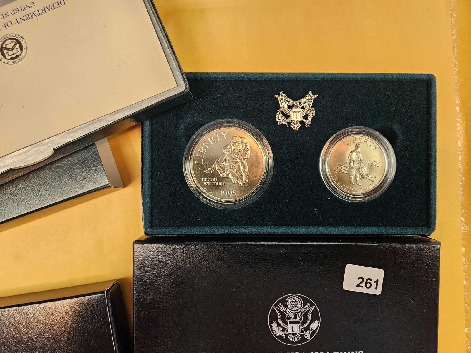 Three mixed Silver Proof and BU US Commemorative coin Sets in OGP - 3