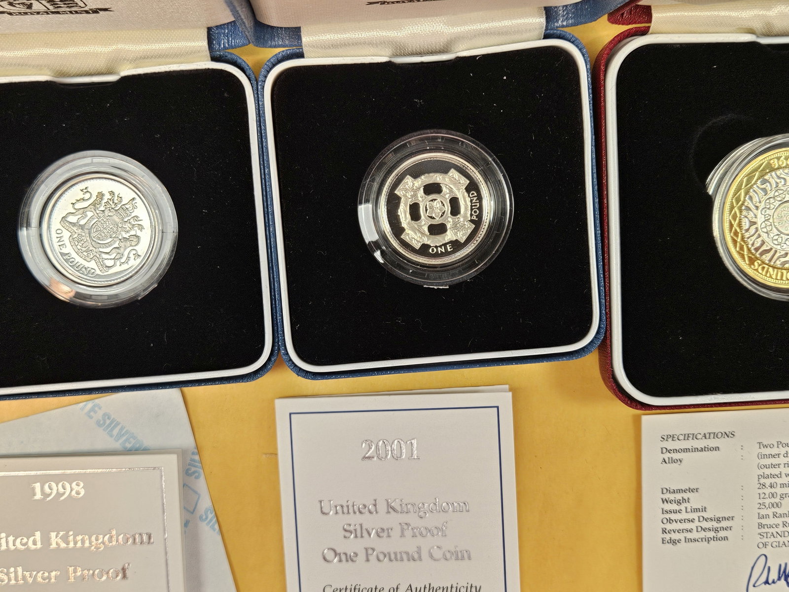 Four United Kingdom SILVER Proof Piedfort Coins - 4