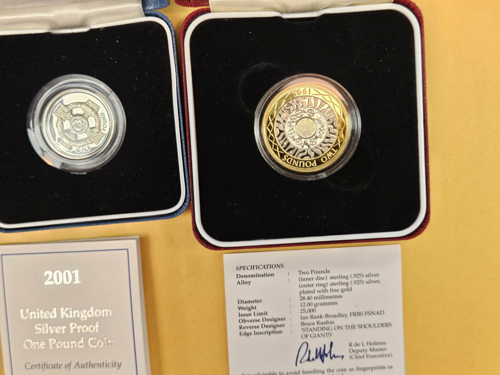 Four United Kingdom SILVER Proof Piedfort Coins - 5