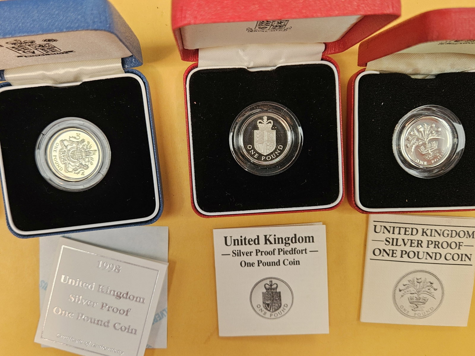 Four United Kingdom SILVER Proof Piedfort Coins - 4