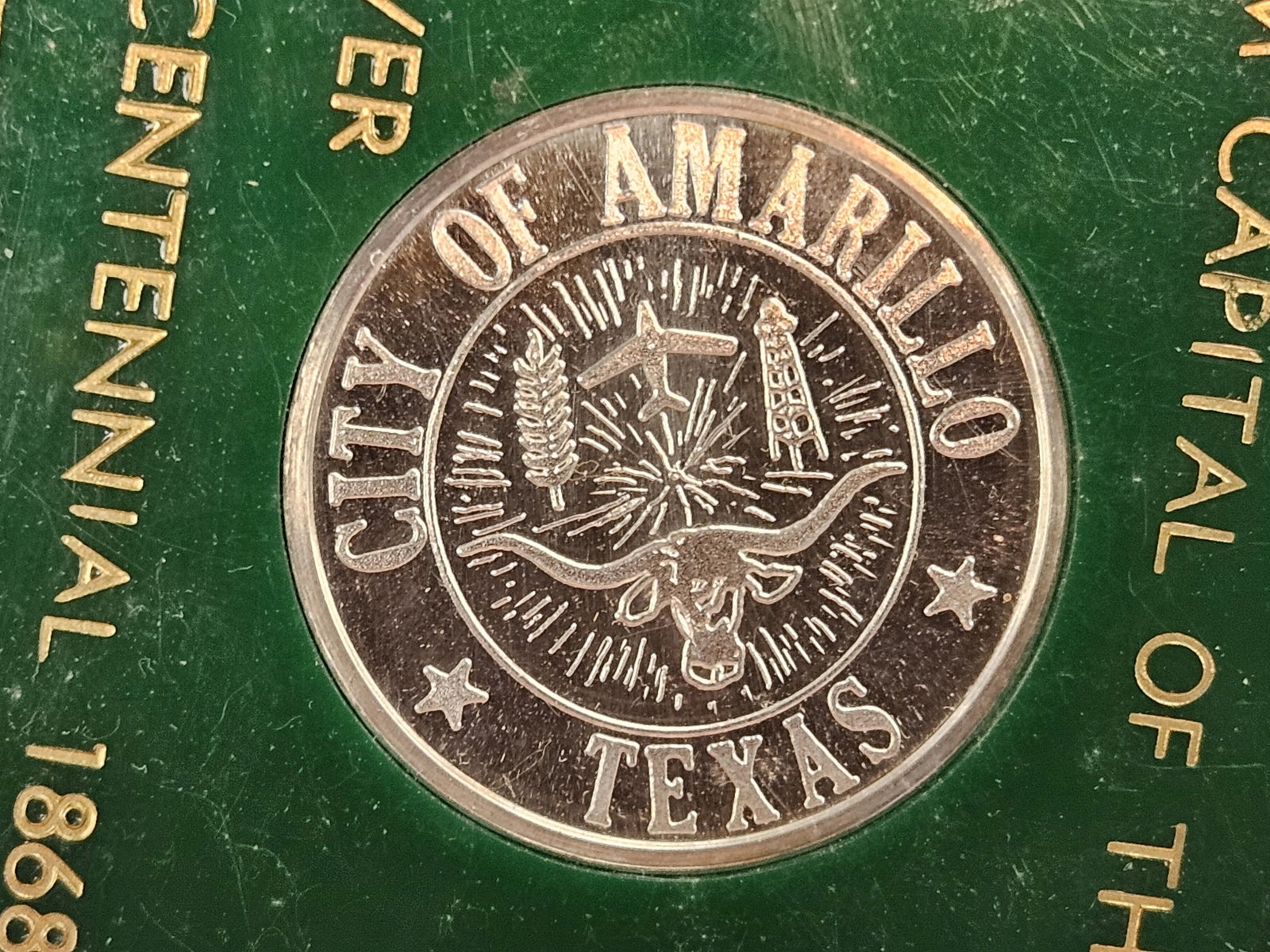 Texas Silver!: Gem Proof Deep Cameo City of Amarillo .999 fine silver Helium Centennial Coin
