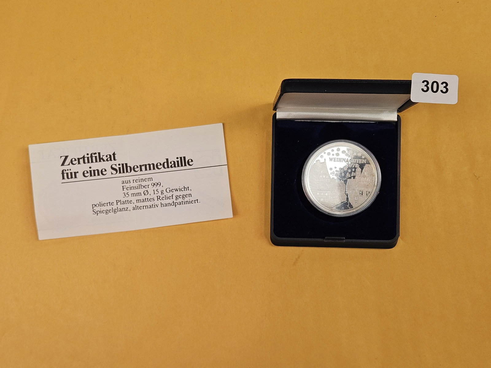 GEM proof deep Cameo 1978 Silver Coin: Weihnachten. In ogp with COA