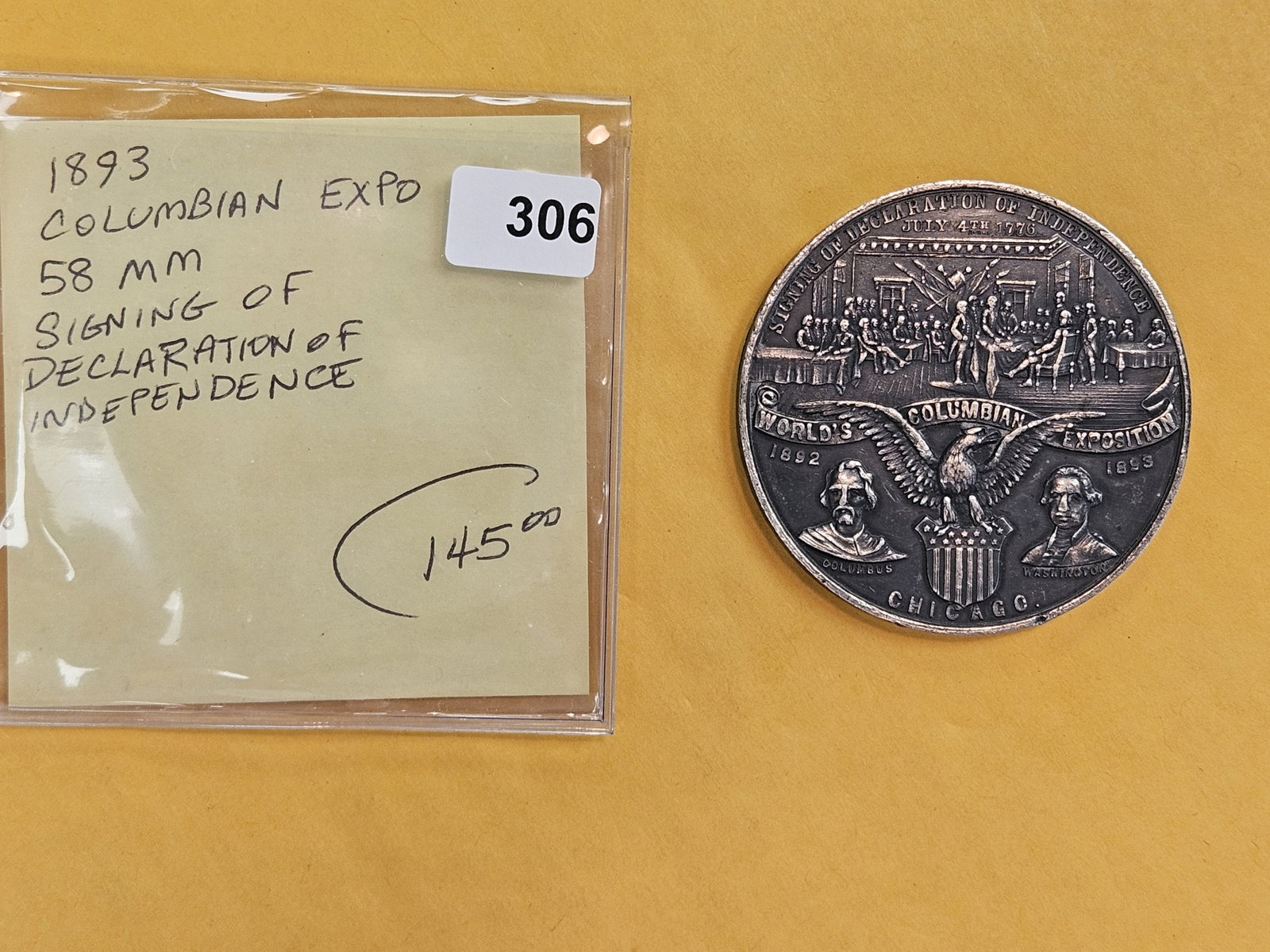 * Larger 1893 Columbian Exposition Medal - 2