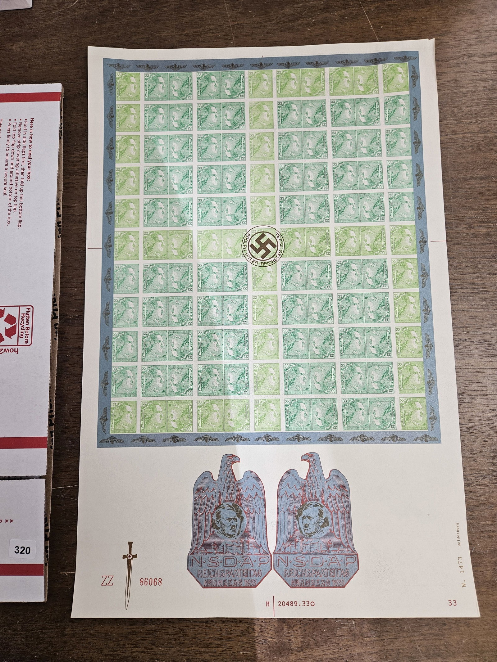 * SCARCE Philatelics: German Wartime Issue. All 33 cent stamps with Adolf's face on them. Total of 121 stamps.