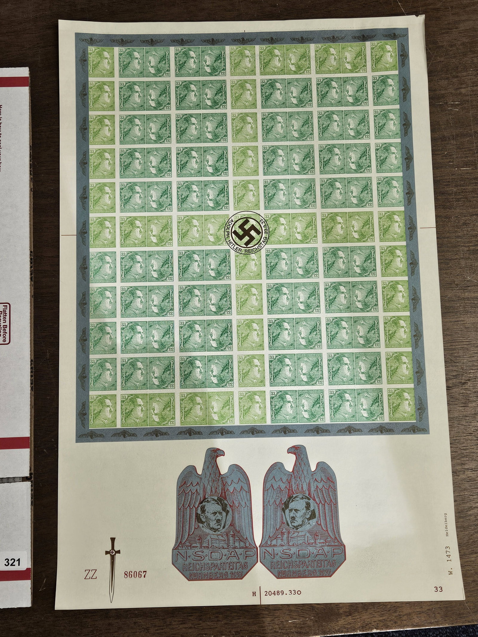 * SCARCE Philatelics: German Wartime Issue. All 33 cent stamps with Adolf's face on them. Total of 121 stamps.