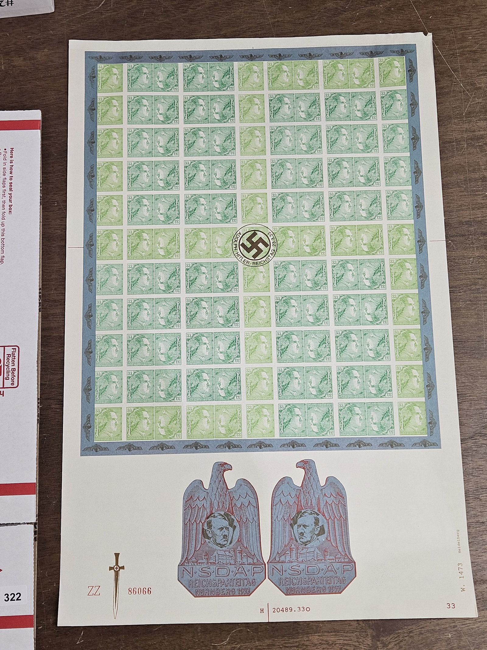 * SCARCE Philatelics: German Wartime Issue. All 33 cent stamps with Adolf's face on them. Total of 121 stamps.