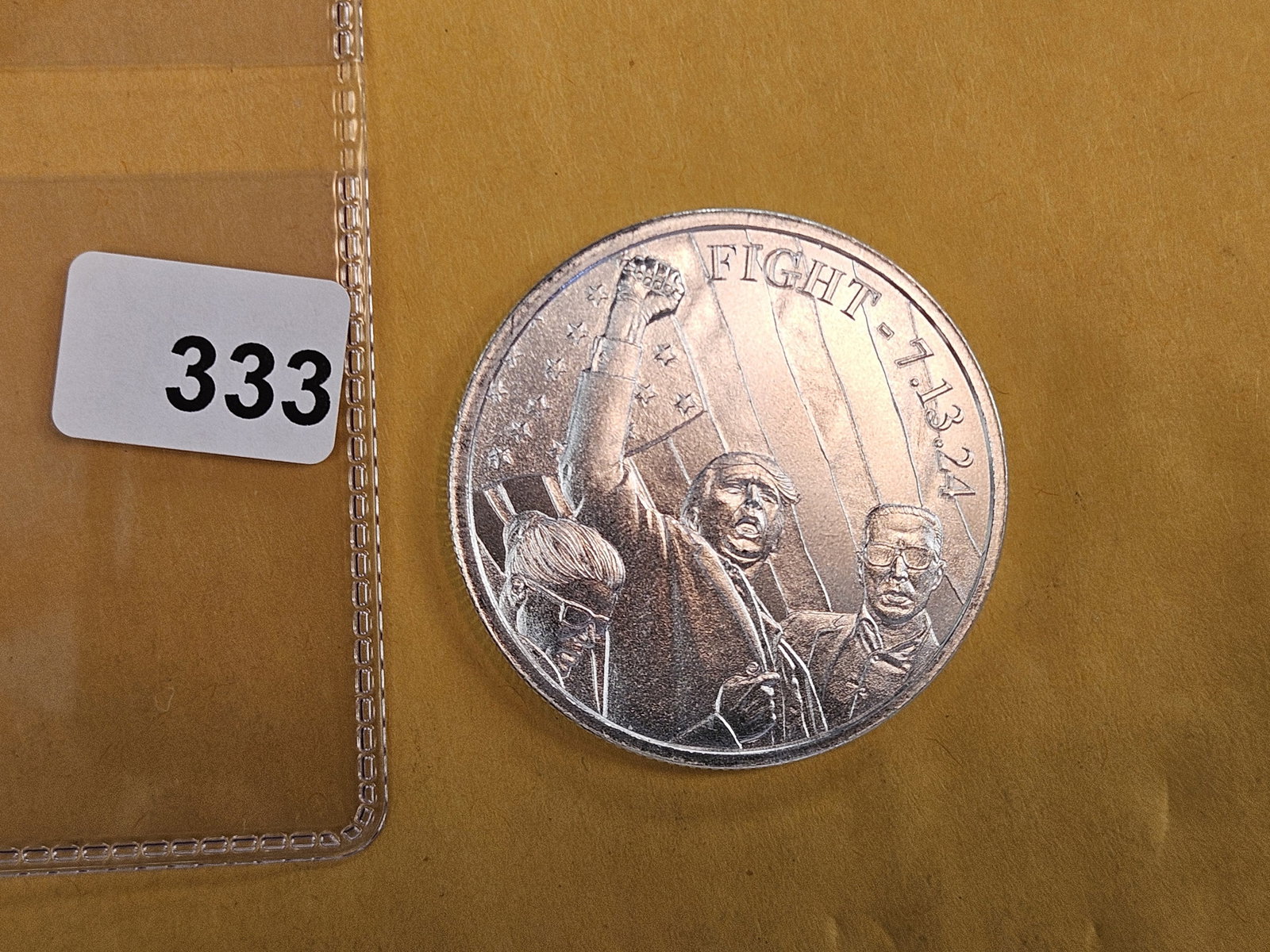One Troy ounce .999 fine silver art round: Trump