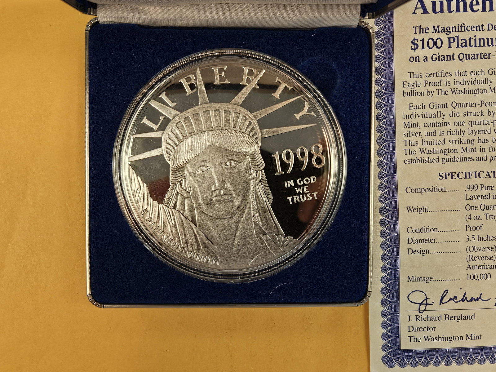 HUGE Four Troy ounce .999 fine silver Proof art round - 3