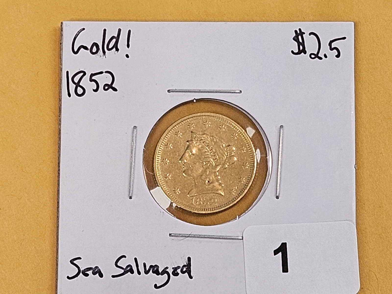 GOLD! Better date 1852 Gold Liberty Head $2.5 Dollar Quarter Eagle - 2
