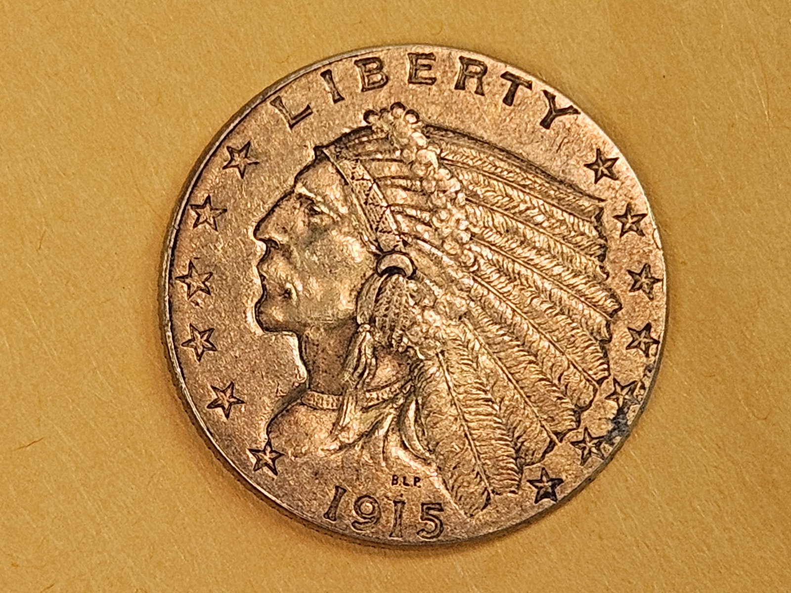 GOLD! About Uncirculated plus 1915 Indian Head Gold $2.5 Dollars (1 of 5)