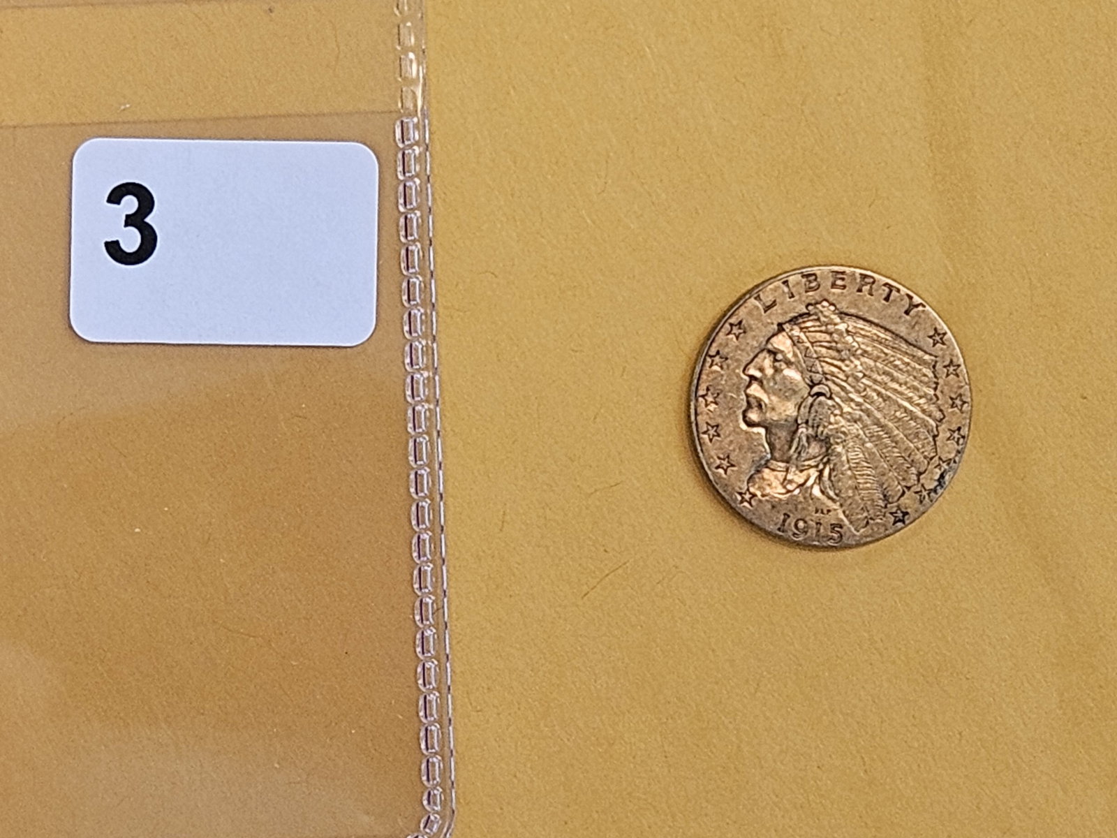 GOLD! About Uncirculated plus 1915 Indian Head Gold $2.5 Dollars - 2
