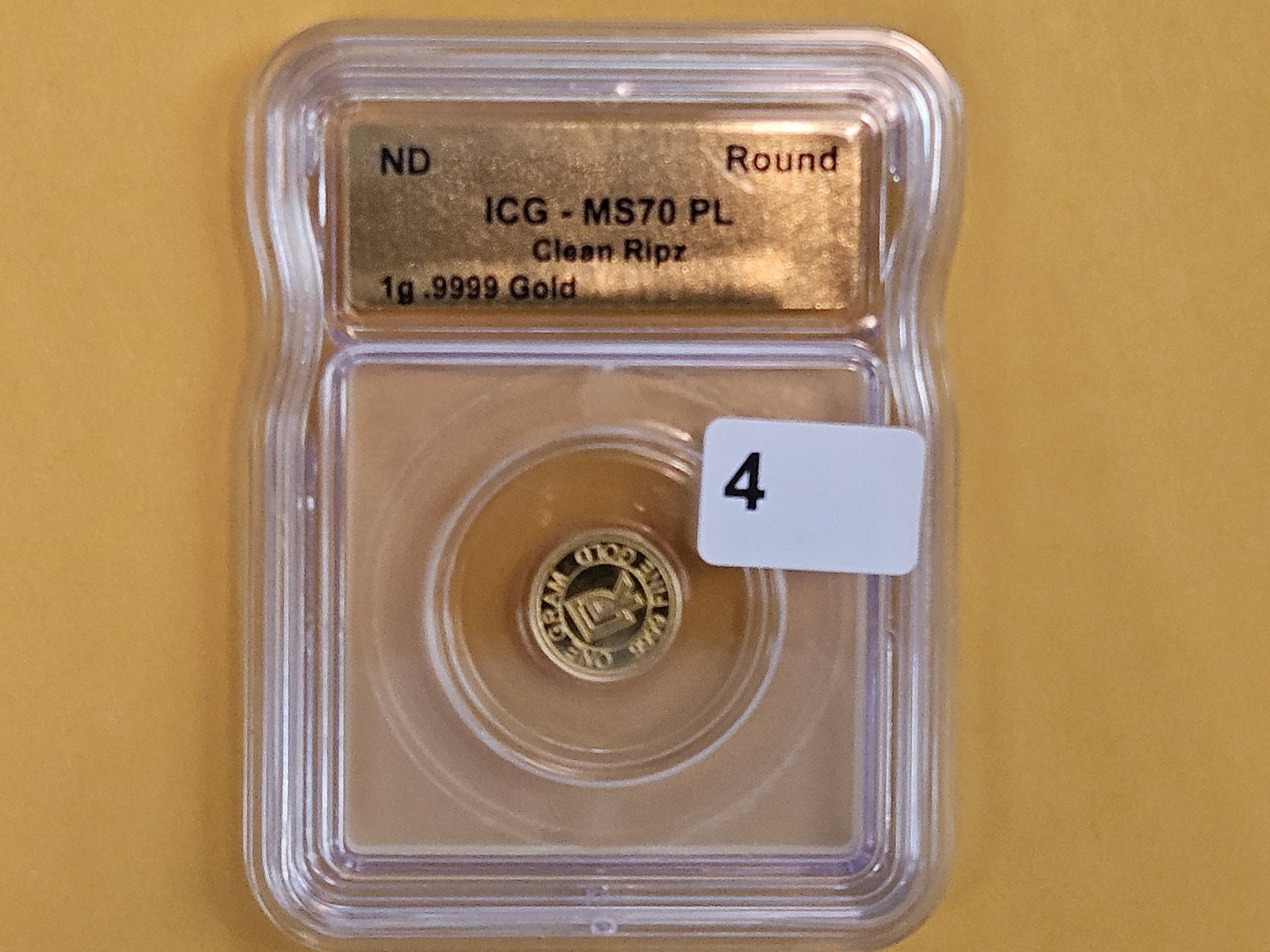 GOLD! ICG One Gram .9999 fine gold in Mint State 70 Prooflike - 2