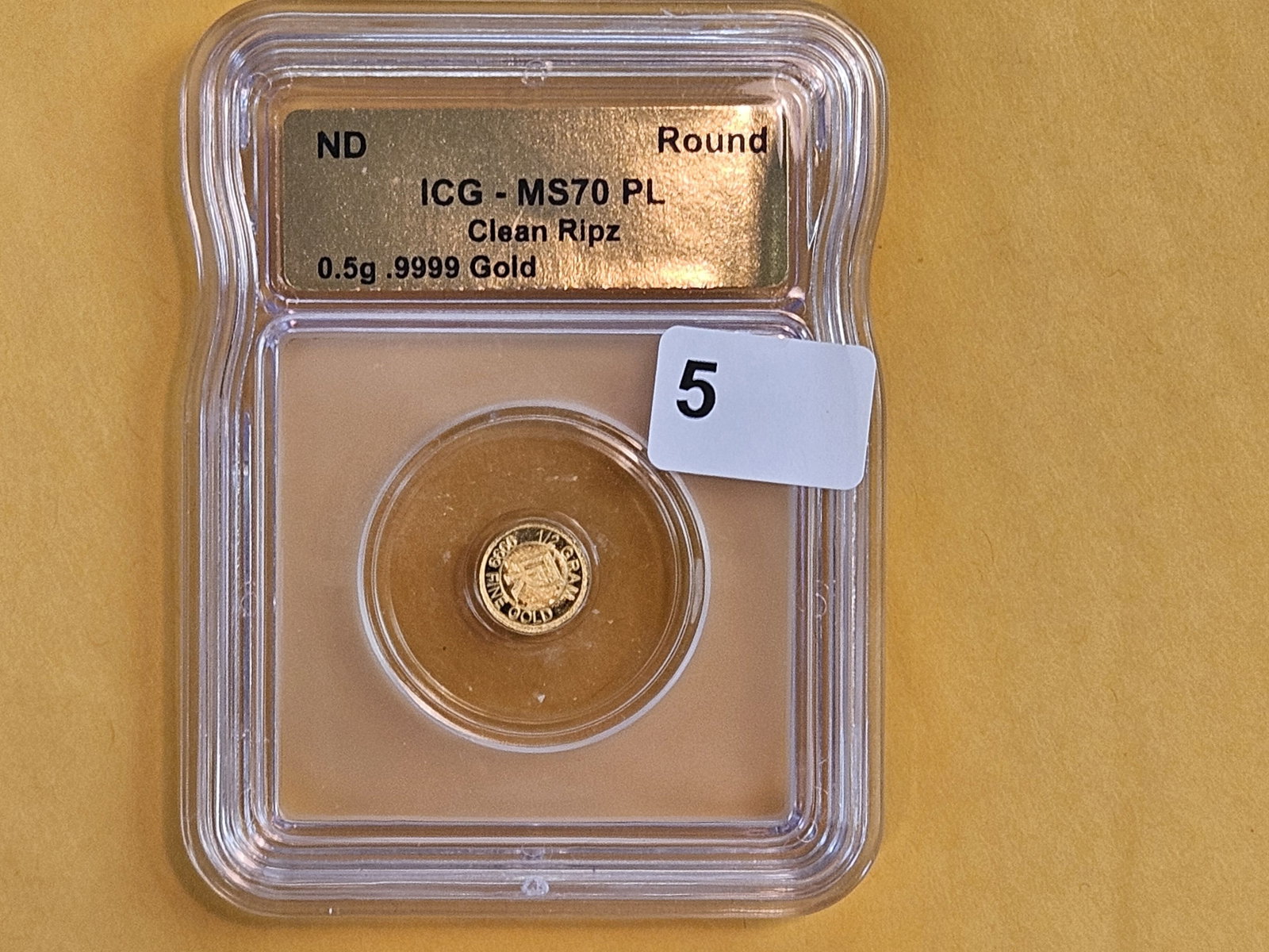 GOLD! ICG One-half Gram .9999 fine gold in Mint State 70 Prooflike - 2