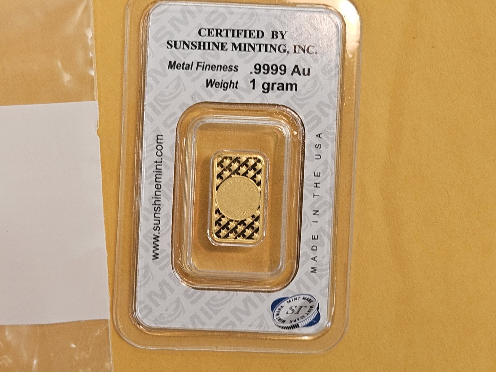 GOLD! GEM Sunshine Minting One Gram .9999 fine Gold bar - 3